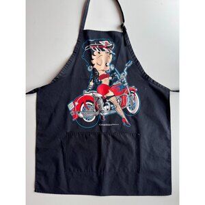 NWOT Vintage 1992 Fleischer Studios BETTY BOOP Biker Black Cotton Canvas Apron